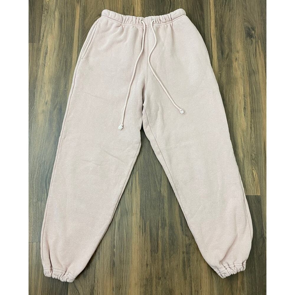 Men Stateline USA light pink fleece cotton drawstring jogger sweatpants, S